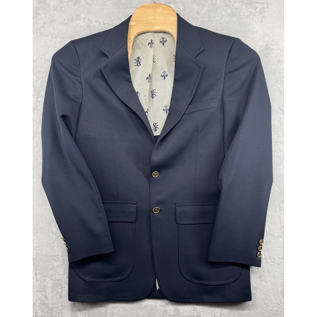 Vintage The Jc Penny Comfort Blazer Navy Blue Gold Buttons Jacket Men's Size 40l